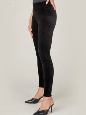 SPANX Black Velvet-Look High-Waist Leggings